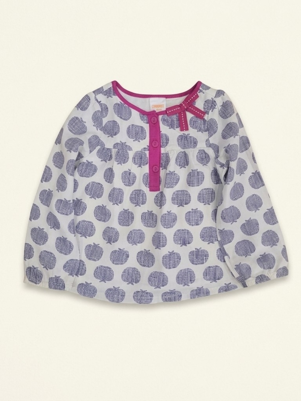 Gymboree Toddler Girls Apple Long Sleeve Top 18-24M Lined